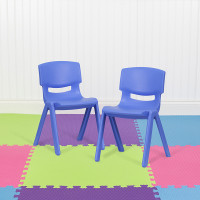 Flash Furniture 2-YU-YCX-004-BLUE-GG 2 Pack Blue Plastic Stackable School Chair with 13.25